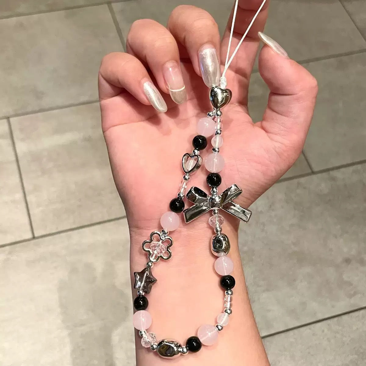 Pookie Phone Charm - Black & Pink