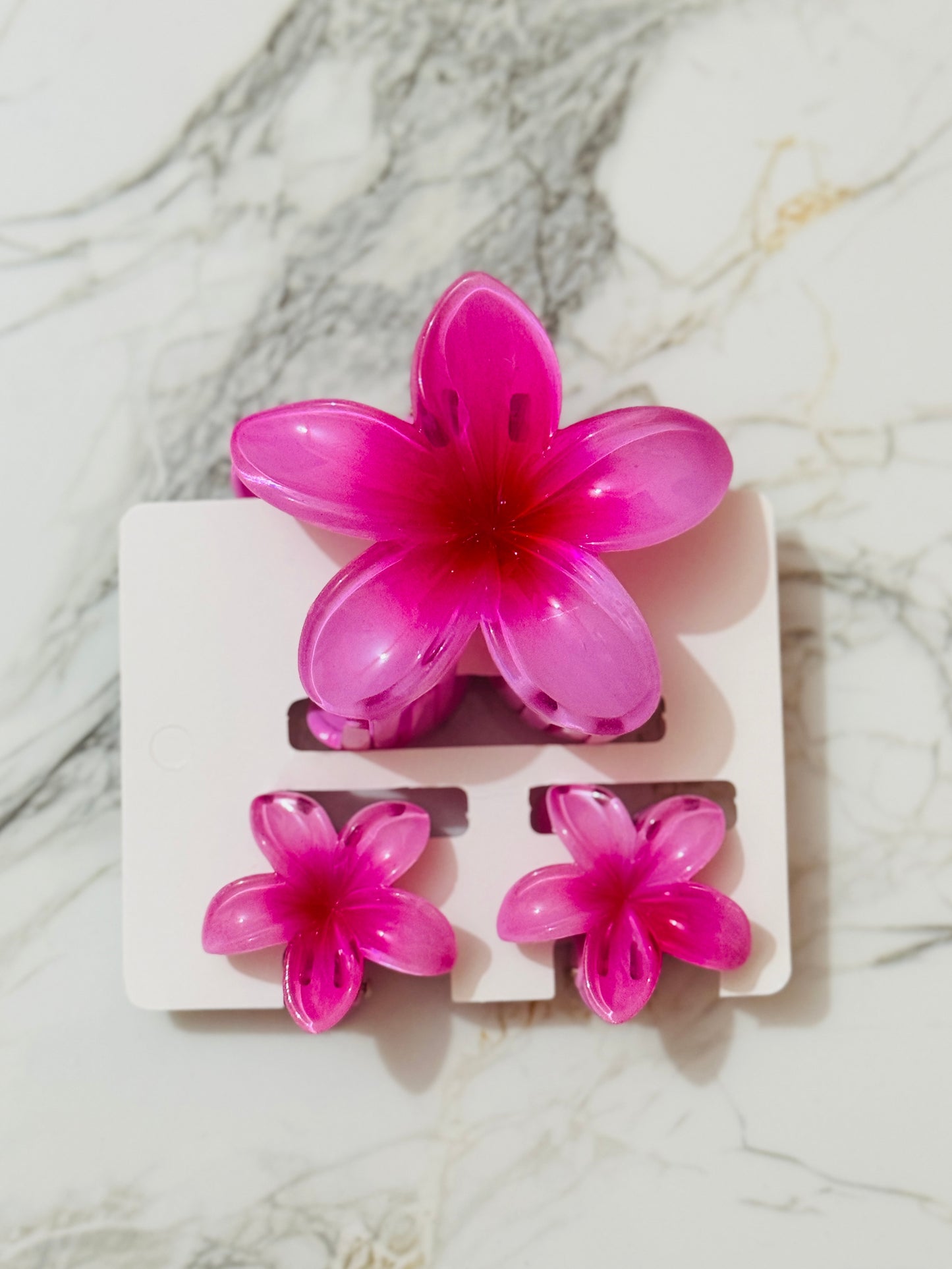 Pink Flower Hair Clip Set