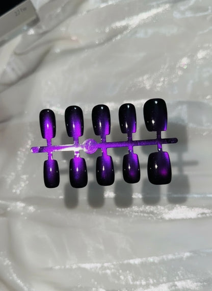 N21 🔥 Purple Fire Glass Beads Aurora Press-On Nails + 24pcs Glue Stickers & Tool Kit