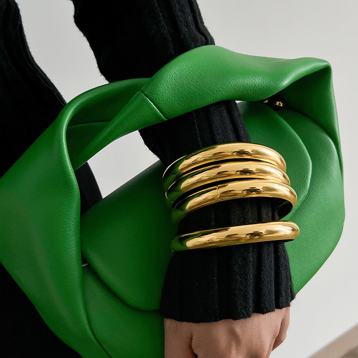 Gold Smooth Handcuff Bracelet Set