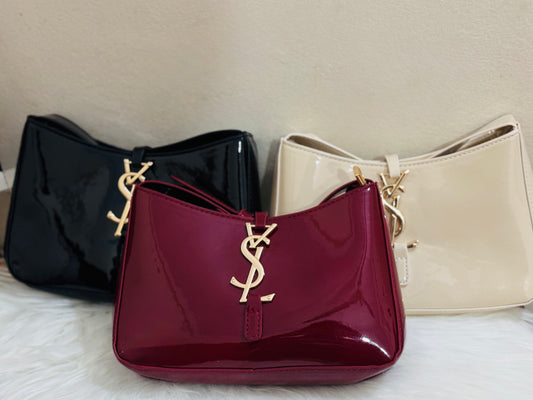 Y$L Premium Glossy Shoulder Bag - Red Wine