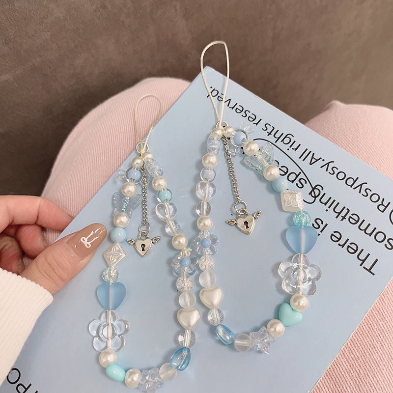 Pinteresty Phone Charm - Blue & Pearl Set