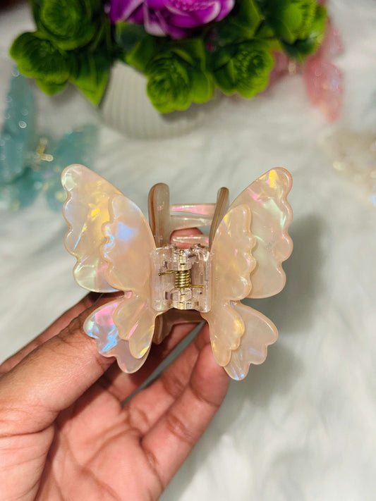 ✨ N9. Ethereal Butterfly Hairclaw – Blush Wings🧚‍♀️