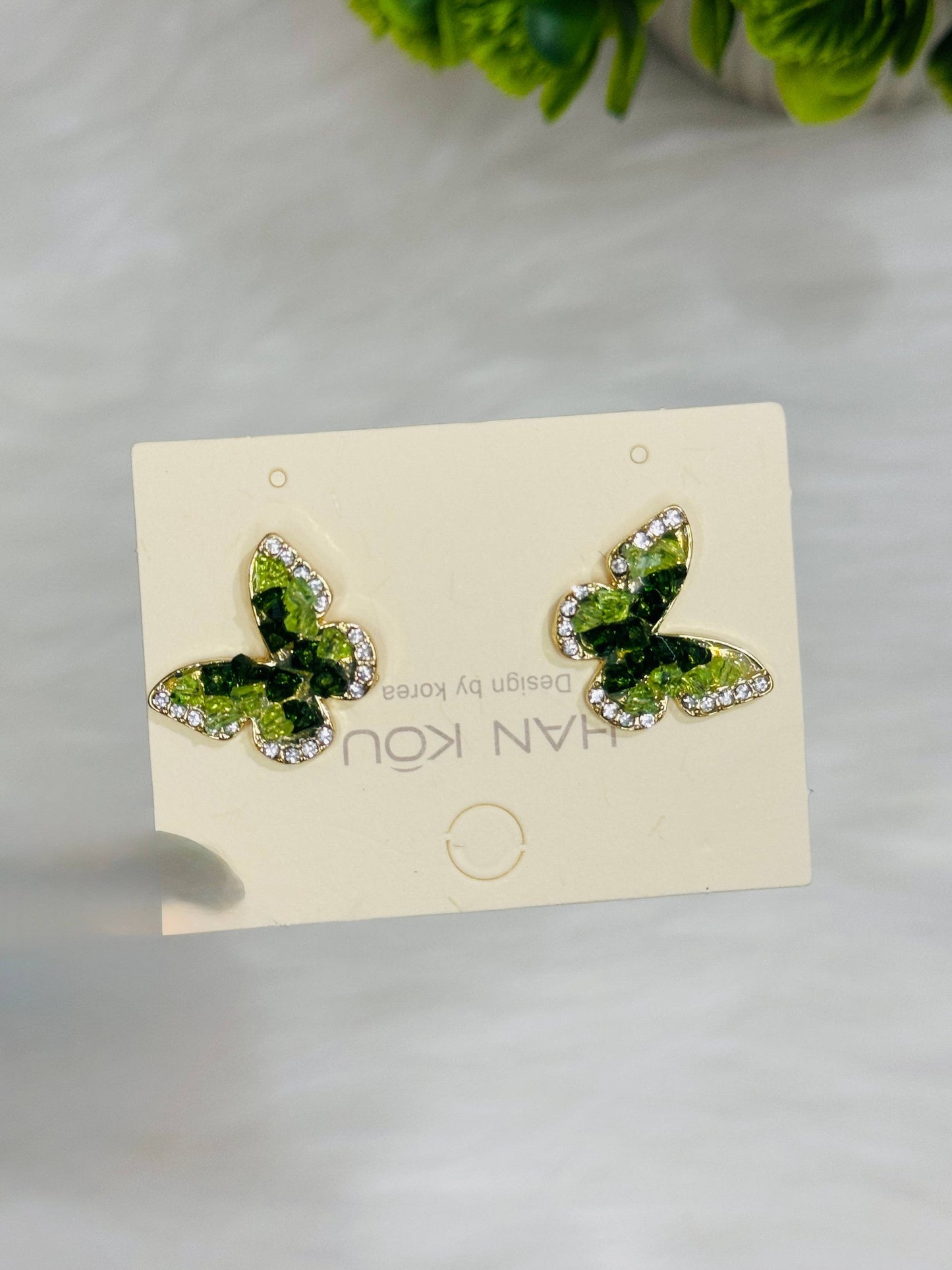 Earring Set 14 - Green Glitter Butterfly ✨