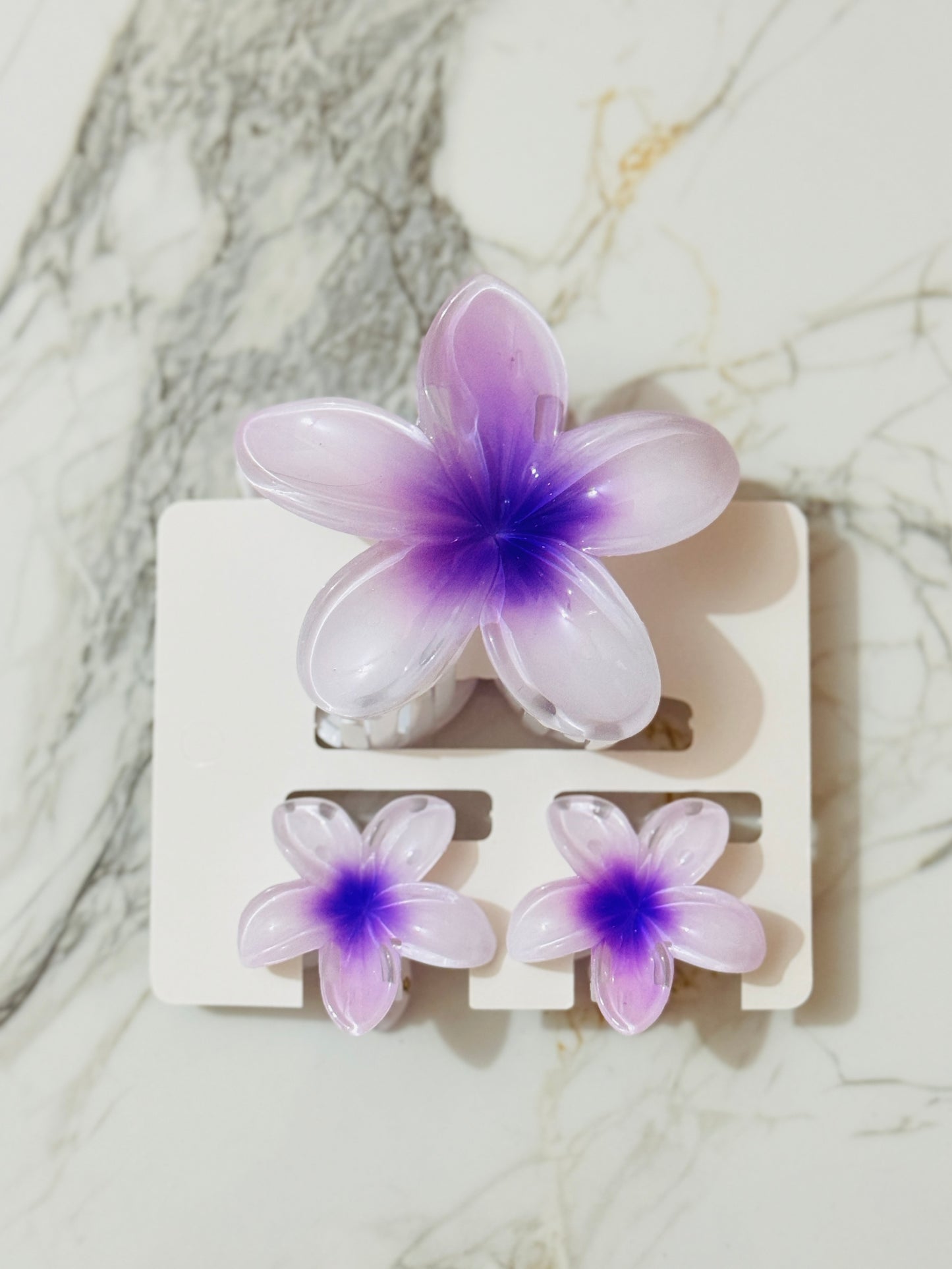 Purple Flower Hair Clip Set