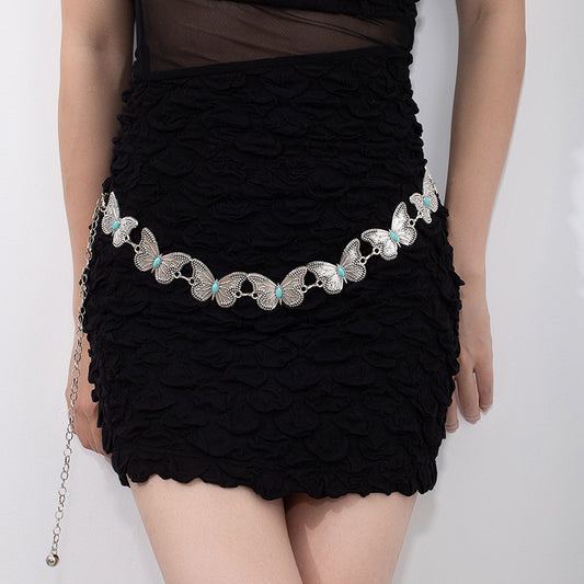 Butterfly Dreams Waist Chain (Silver + Turquoise) 🦋