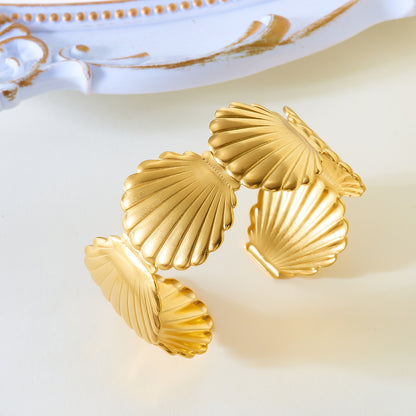 Gold Shell Handcuff Bracelet