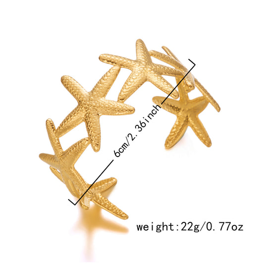 Gold Starfish Handcuff Bracelet