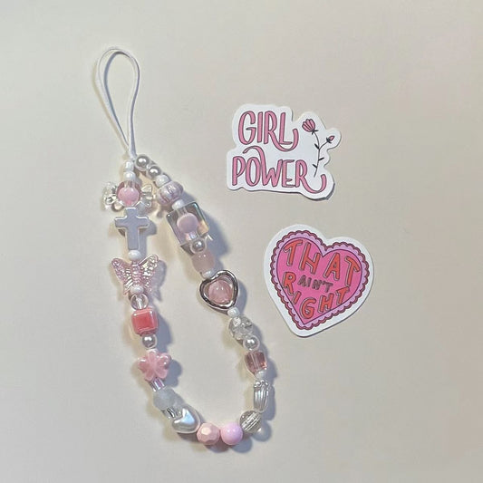 🎀 Sweet Pink Butterfly Phone Charm