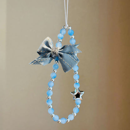 🎀 Denim Blue Bow Star Phone Charm