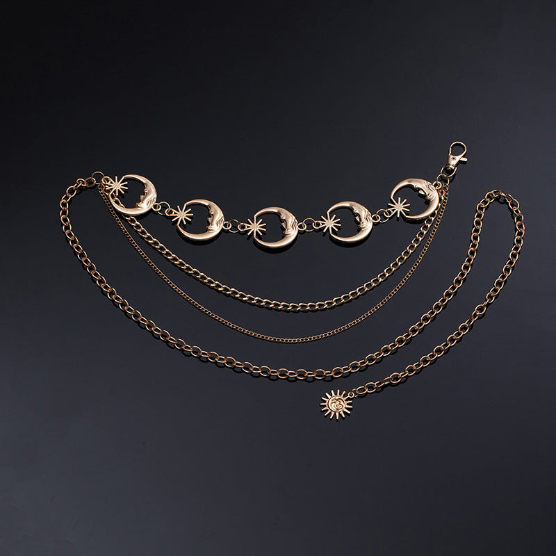 🌙 Celestial Half Moon Star Waist Chain (golden)🌙